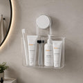 NEVADRILL Toothbrush Holder Wall Mounted, Self Adhesive No Drill Bathroom Organizer for Toothbrush, Toothpaste & Razor, Waterpro
