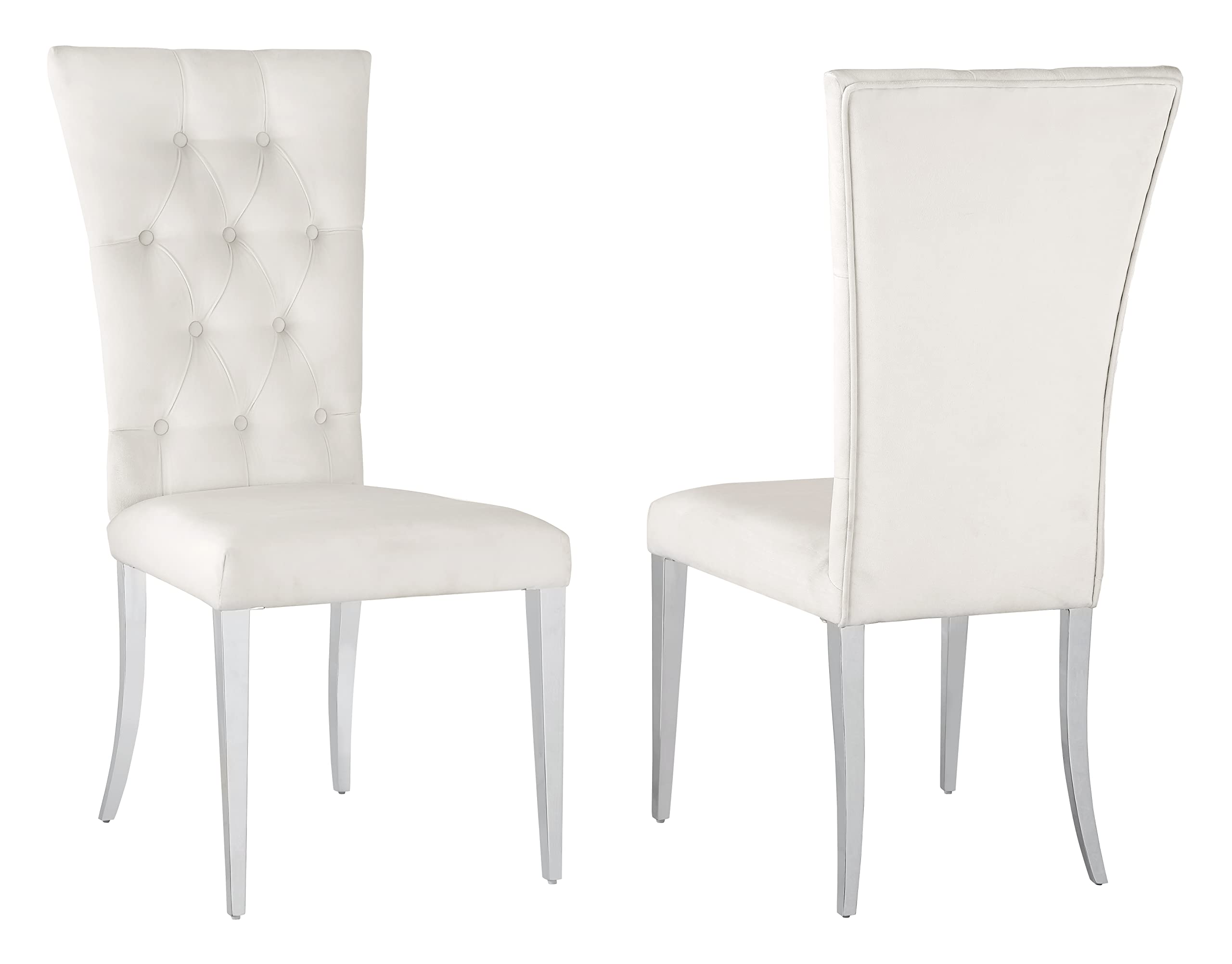 Coaster Home Furnishings Kerwin Tufted Upholstered Side Chair (Set of 2) White and Chrome