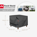 Porch Shield Patio Ottoman Cover - Waterproof Outdoor Square Side Table Covers - 22L X 22W X 18H Inch, Black