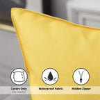 Miulee Pack Of 4 Decorative Outdoor Pillow Covers Square Cushion Cases Pu Coating Waterproof Throw Pillowcase Shell For Living Room Couch Sofa Garden Patio Tent Park 16X16 Inch Yellow