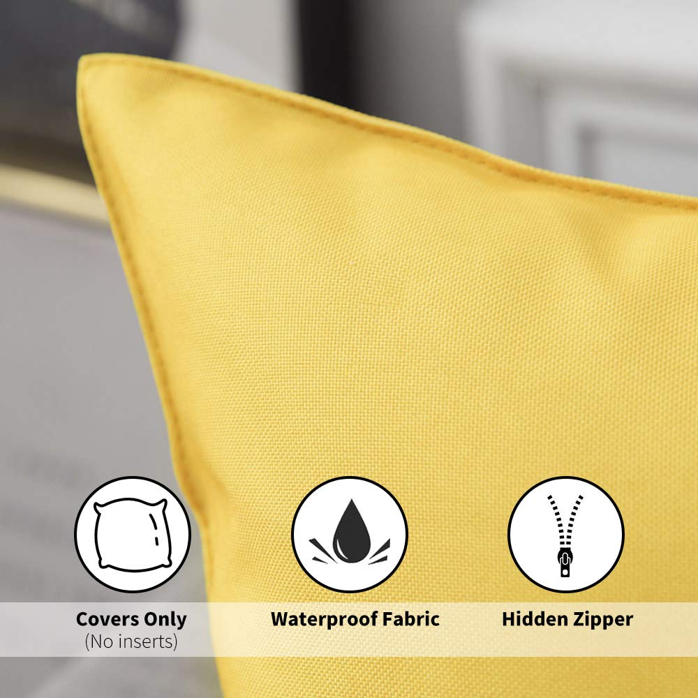 Miulee Pack Of 4 Decorative Outdoor Pillow Covers Square Cushion Cases Pu Coating Waterproof Throw Pillowcase Shell For Living Room Couch Sofa Garden Patio Tent Park 16X16 Inch Yellow