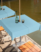 Queenker Sapphire Blue Outdoor Tablecloth With Umbrella Hole And Zipper, Solid Color Table Cover For Square Tables Waterproof Ta