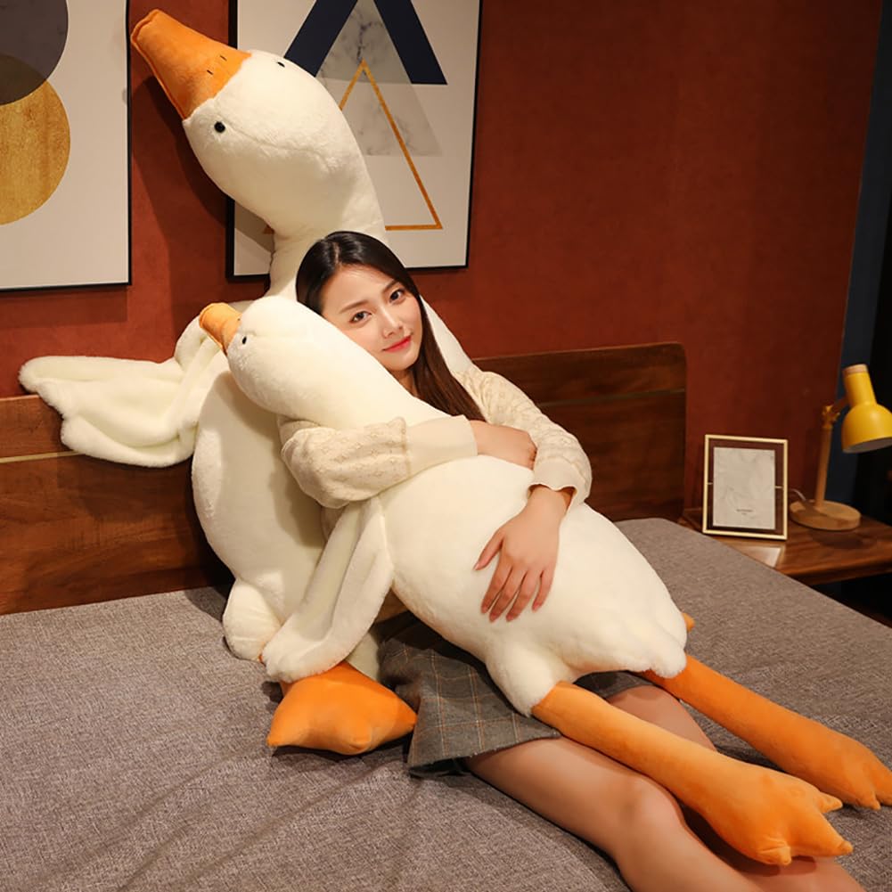 Giant White Goose Plush-35 In Soft Furry Swan Stuffed Animal Pillow,Huge Goose Plush Hugging Pillow Gifts For Every Age (35 In)