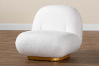 Baxton Studio Paiva Modern and Contemporary White Boucle Upholstered and Brushed Gold Finished Accent Chair