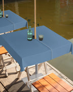 Queenker Royal Blue Outdoor Tablecloth With Umbrella Hole And Zipper, Solid Color Table Cover For Square Tables Waterproof Table