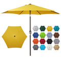 Blissun 7.5 Ft Patio Umbrella, Yard Umbrella Push Button Tilt Crank, Yellow