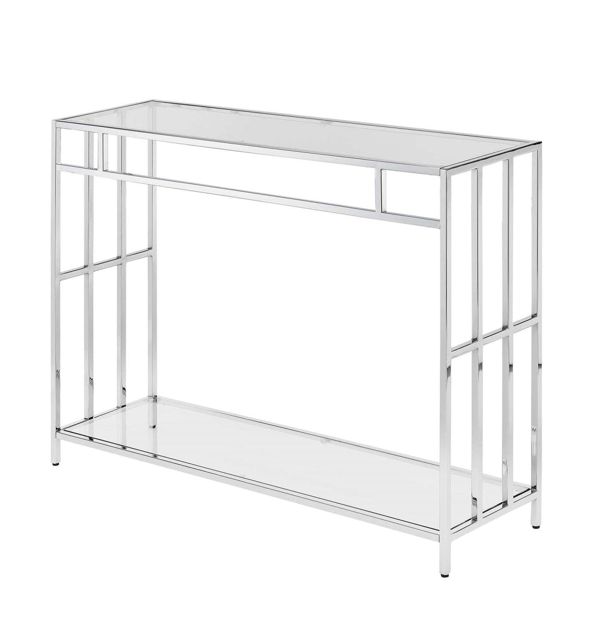 Convenience Concepts Mission Glass Console Table, Clear Glass / Chrome