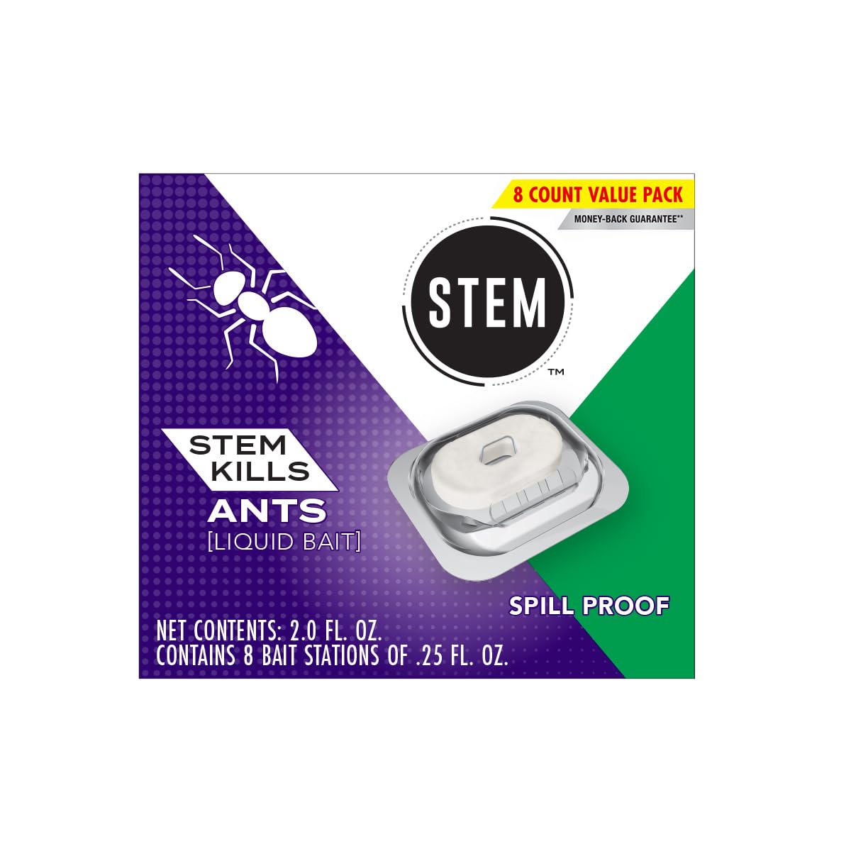 Stem Liquid Ant Baits, Kills The Queen And Colony, For Indoor Use, 8 Spill Proof Bait Stations