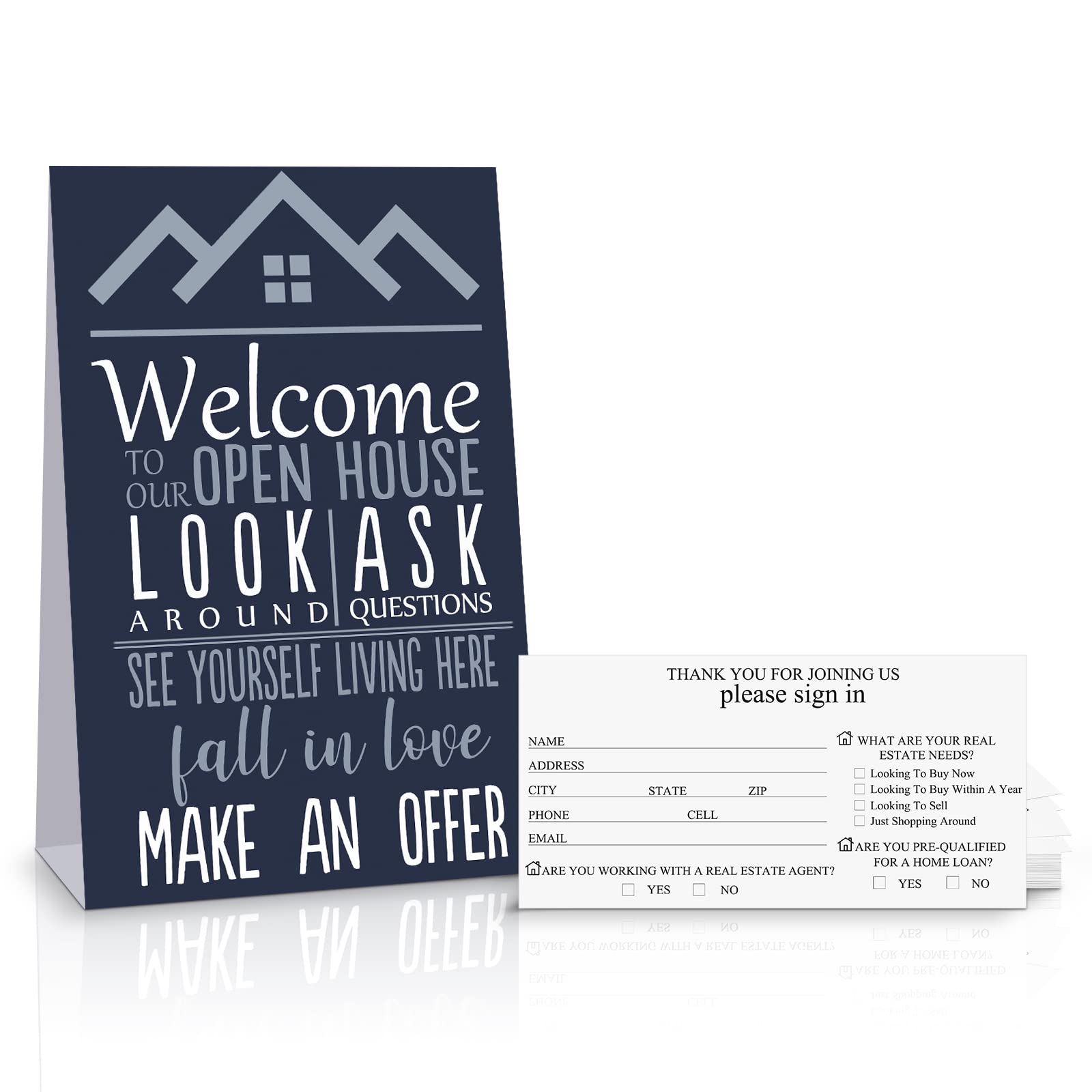 100 Pieces Open House Sign 5.1 X 2.6 Inch Open House Registry Sign In Cards Open House Visitor Guest Registry Sign With Tent Car