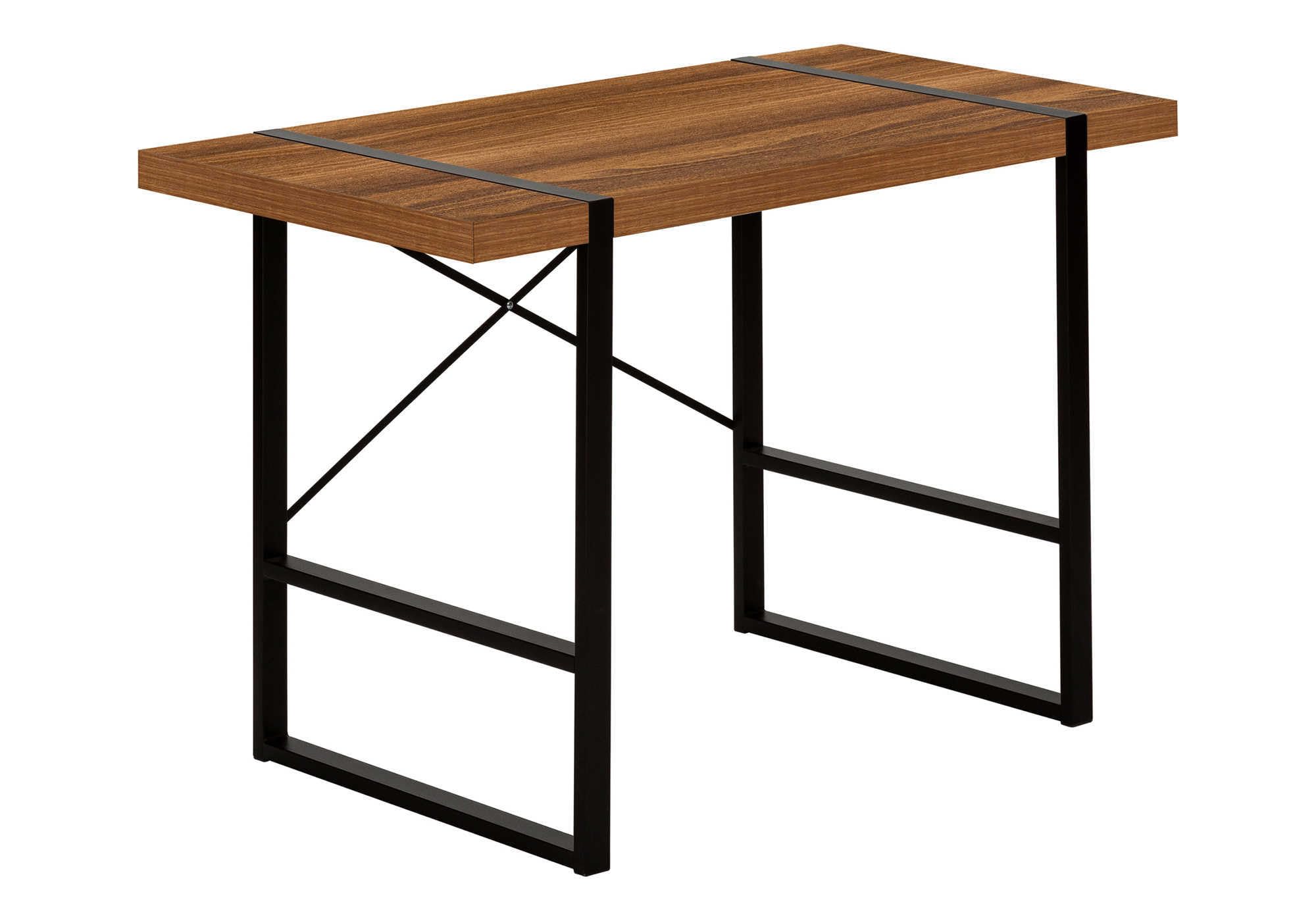 Monarch Specialties I 7655 Computer Desk, Home Office, Laptop, 48 L, Work, Metal, Laminate, Walnut, Black, Contemporary, Modern