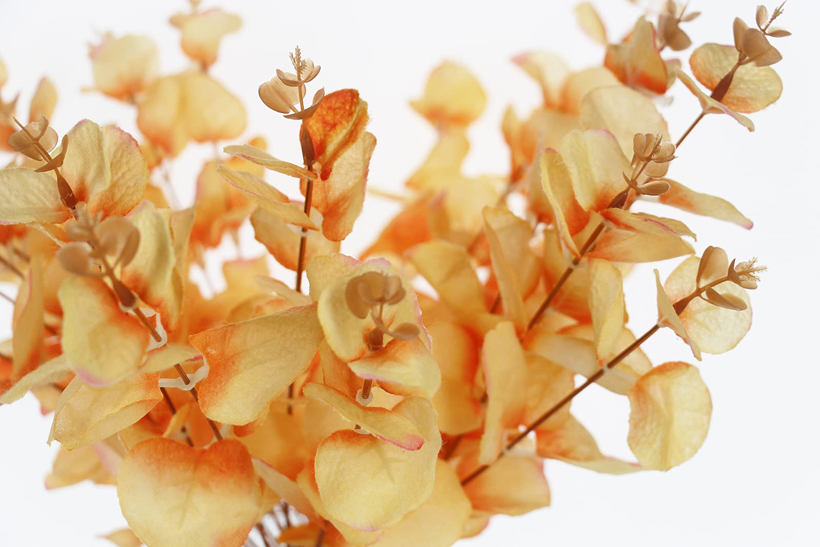 Tinsow Artificial Eucalyptus Stems Orange Real Touch Leaf Branches Faux Eucalyptuses Fall Centerpiece Halloween Thanksgiving Har