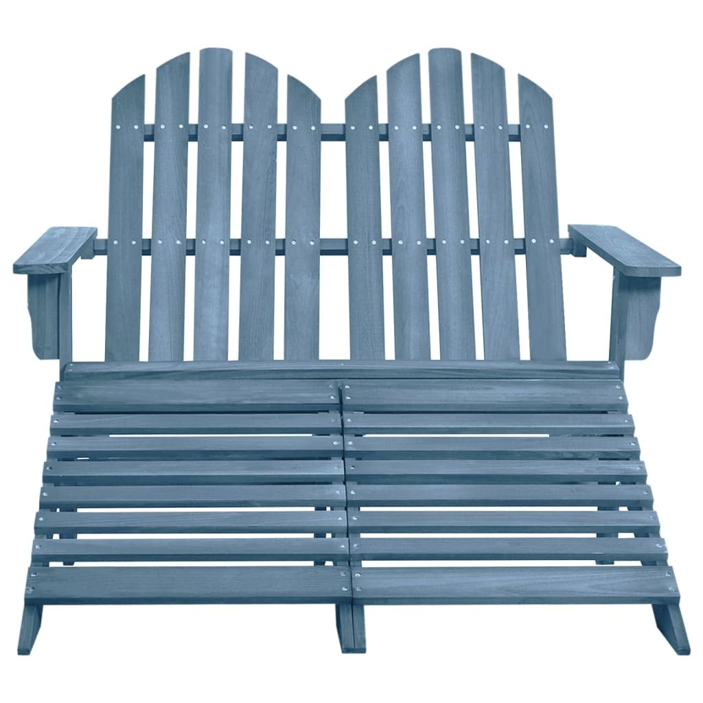 vidaXL Solid Fir Wood Adirondack Chair&Ottoman for Indoor/Outdoor- Blue, Ergonomically Designed for Comfort, Detachable Ottomans Included