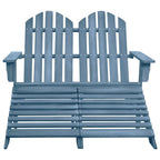 vidaXL Solid Fir Wood Adirondack Chair&Ottoman for Indoor/Outdoor- Blue, Ergonomically Designed for Comfort, Detachable Ottomans Included