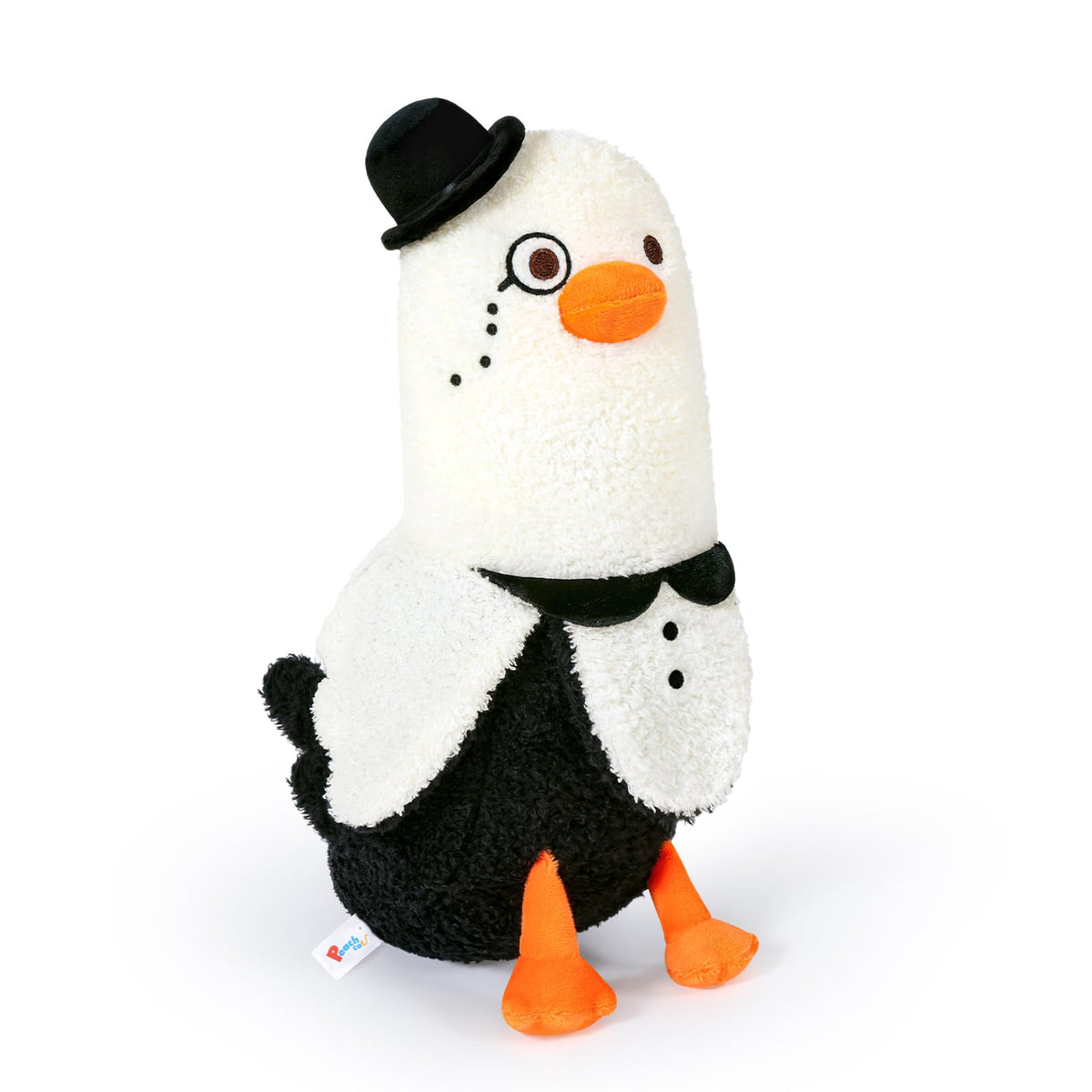 Peach Cat Banana Duck Plush Pillow Wear Bowler Hat Monocle Stuffed Animals Cute Plushies Toy Gifts For Kids White And Black 12'