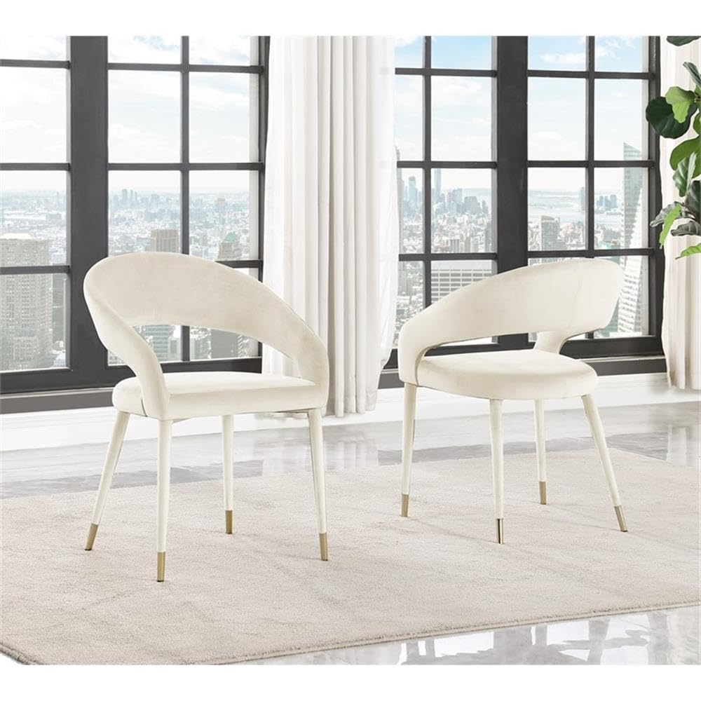 Best Master Furniture Jacques Velvet Cream Dining Chairs (Set Of 2)