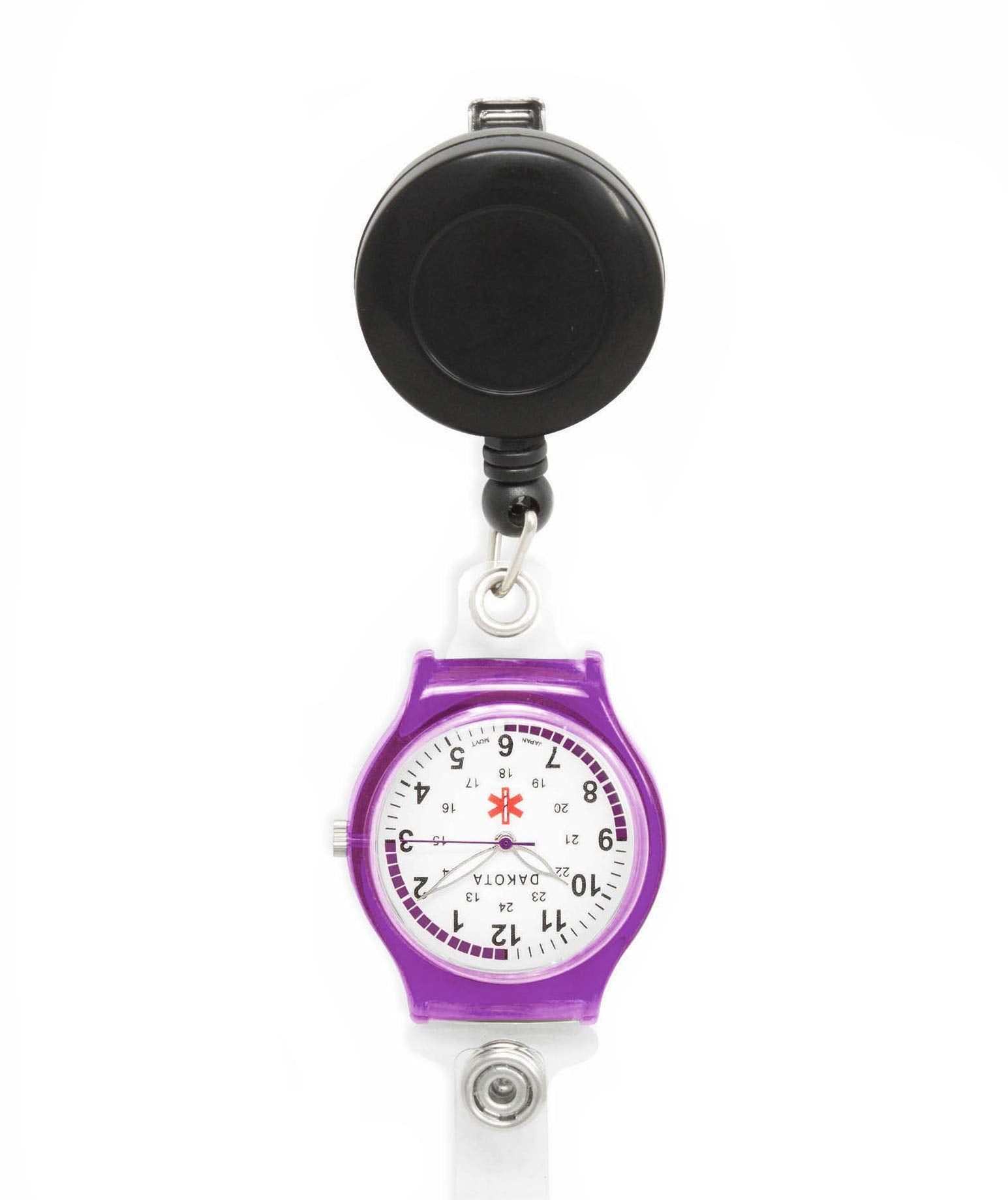 Dakota Clip On Water Resistant Retractable Badge Clip With Nurse Watch And Id Badge Holder (Purple, 27423)