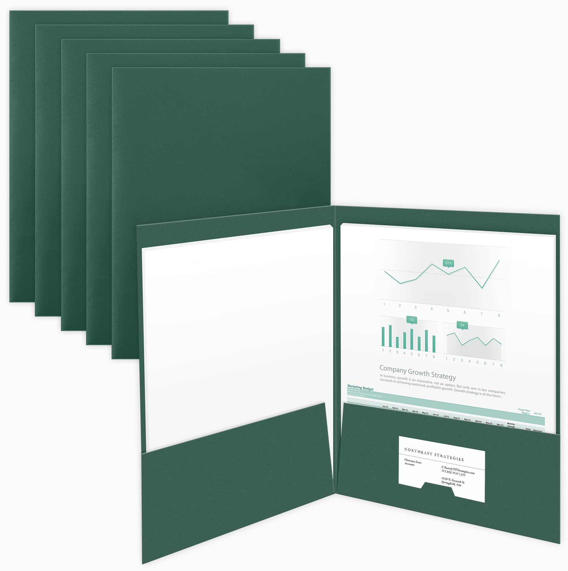 The Gallery Collection, 25 Count, Green, Two Pocket Presentation Folders, Perfect For Sales Material, Important Documents & More