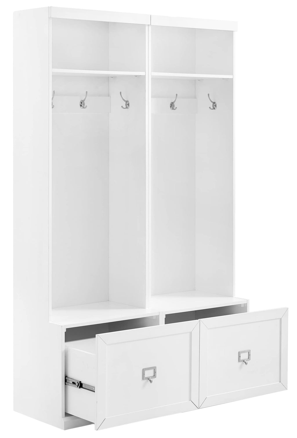 Crosley Furniture Harper 2-Piece Hall Tree Entryway Set with Storage Bench and Coat Rack Hooks for Hanging, White