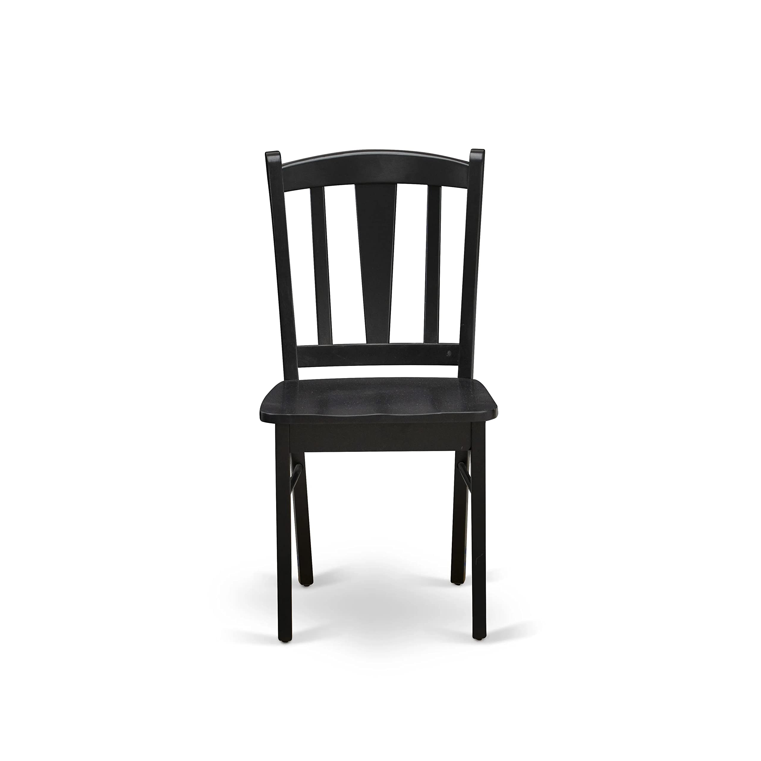 East West Furniture Dlc-Blk-W Dublin Kitchen Dining Chairs - Slat Back Wood Seat Chairs, Set Of 2, Black