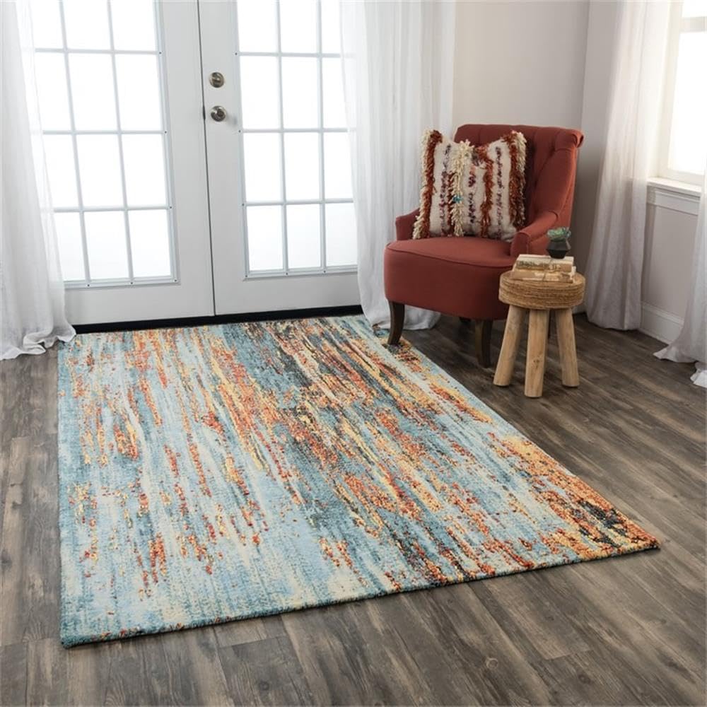 Rizzy Home Alora Decor Alure 5' X 8' Abstract Blue/Blue/Apricot Hybrid Area Rug