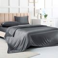 Satin Bed Sheets Full Size Sheet Sets, Grey Silk Sheets, 4 - Pieces Soft Bedding Set With 1 Deep Pocket Fitted Sheet,1 Flat Shee