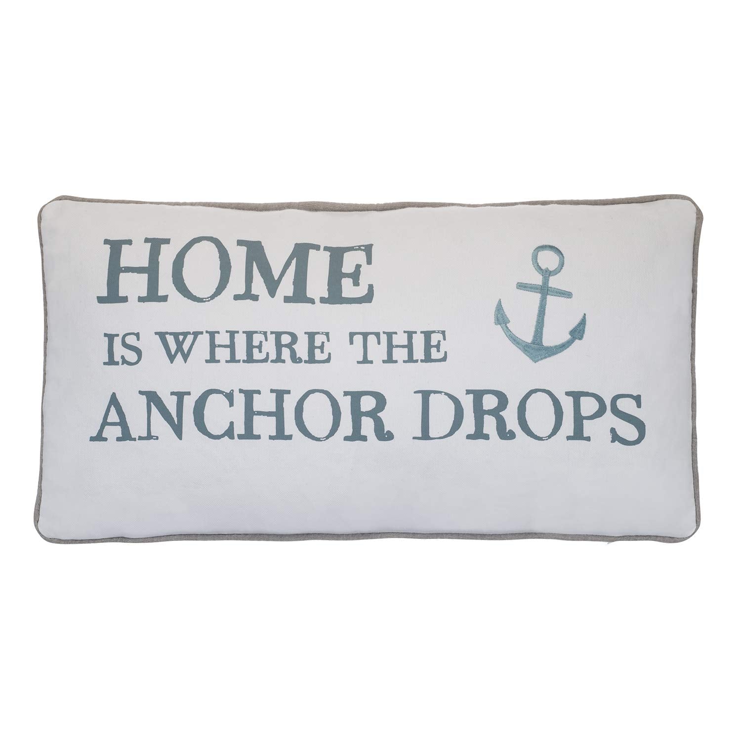 Levtex Home Provincetown Decorative Pillow (12X24In.) - Home Anchor - White, Grey, And Soft Teal