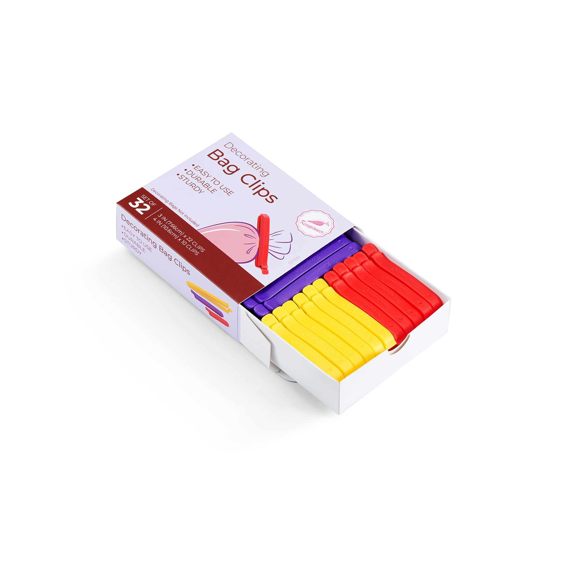 Keenpioneer Decorating Bag Sealing Clips, 32 Pack, Multipurpose For Food And Snack Storage, 3Inch And 4Inch Long