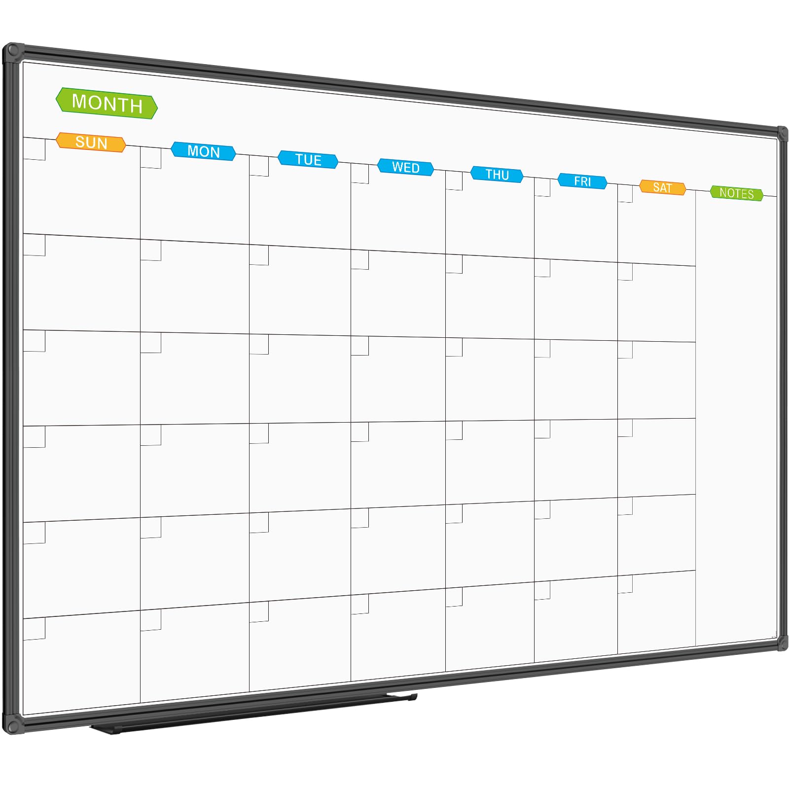 Jiloffice Large Dry Erase Calendar Whiteboard - Magnetic White Board Calendar Monthly 60 X 40 Inch, Black Aluminum Frame Wall Mo