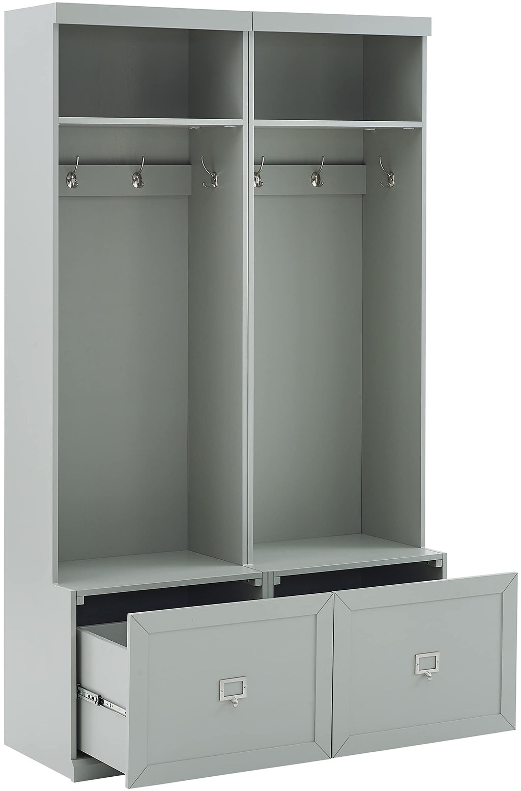 Crosley Furniture Harper 2-Piece Hall Tree Entryway Set with Storage Bench and Coat Rack Hooks for Hanging, Gray