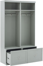 Crosley Furniture Harper 2-Piece Hall Tree Entryway Set with Storage Bench and Coat Rack Hooks for Hanging, Gray