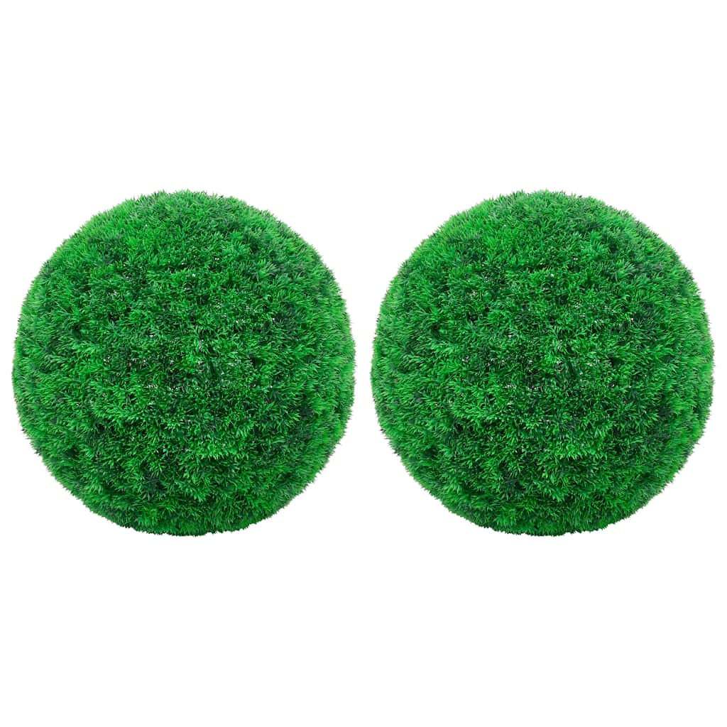 vidaXL Artificial Boxwood Balls, 2 Pack 17.7&quot; Green Polyethylene Decor for Indoor Outdoor Use, Hanging or Potted Boxwood Ornaments for Home & Garden