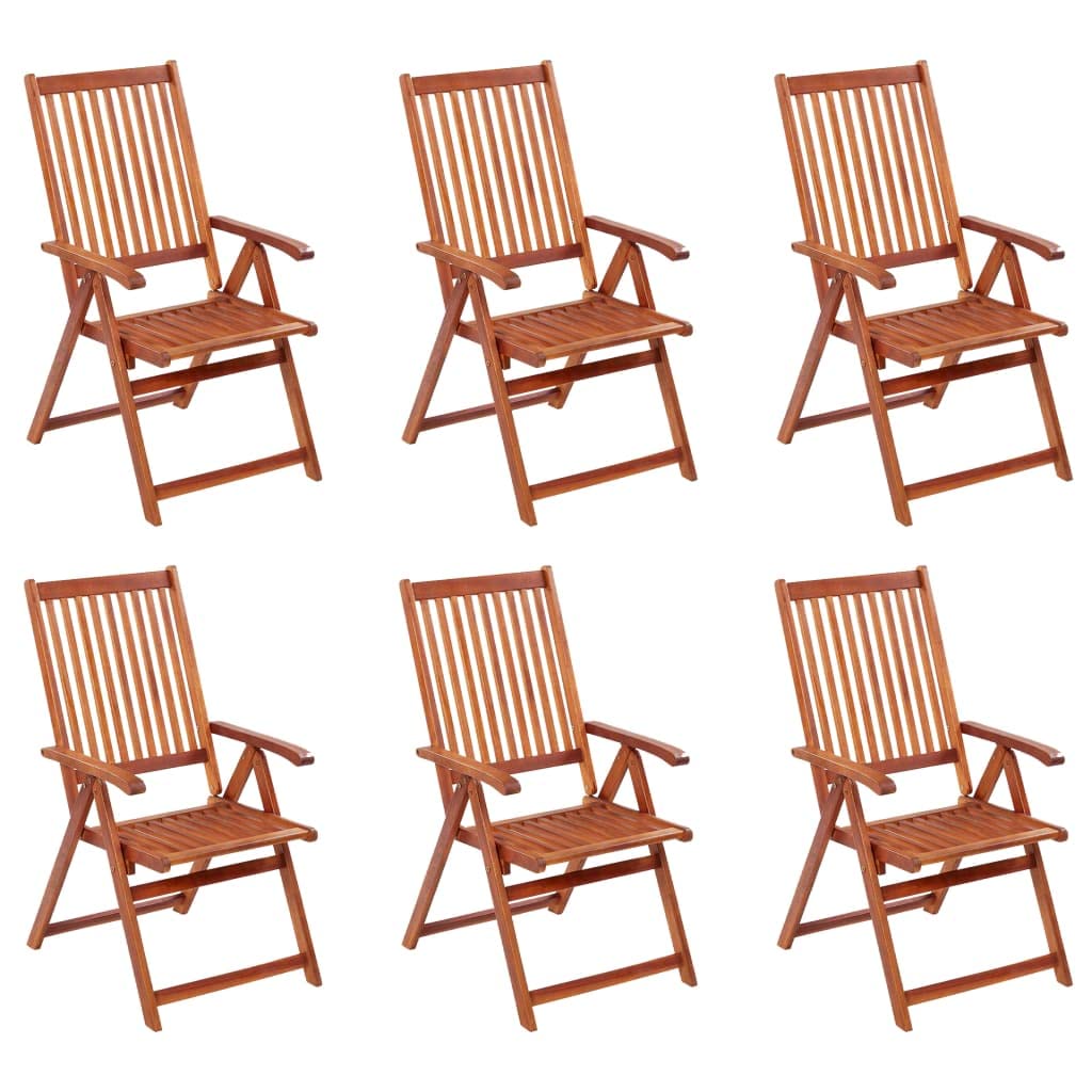 vidaXL - Patio Folding Chairs 6 Pcs - Camping Garden Lawn Chair - Solid Acacia Wood - Adjustable and Foldable - Brown Retro Style - 22.4&quot; x 27.2&quot; x 43.7&quot;