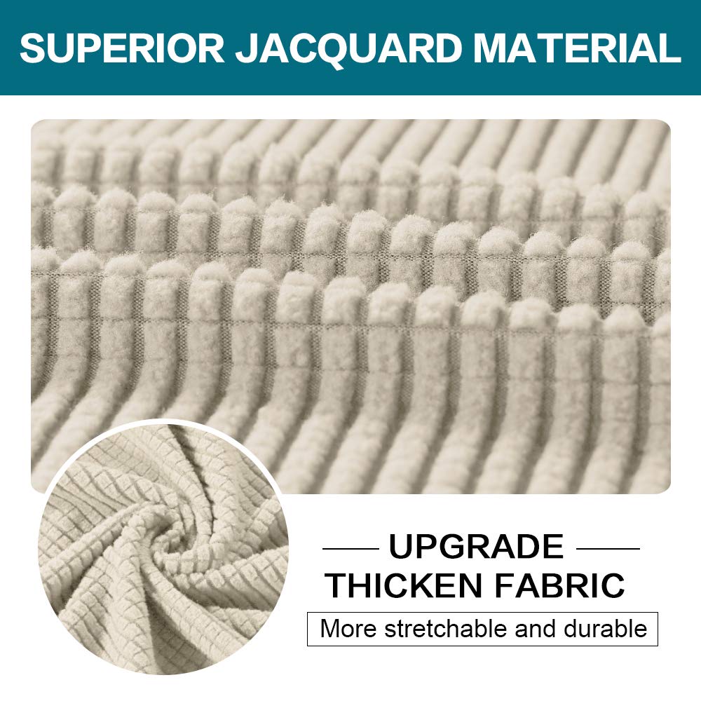 Turquoize 4 Piece Couch Cover Sofa Covers For 3 Cushion Couch Sofa Slipcovers Washable Sofa Cover For Dogs With Individual Couch Cushion Covers Feature Jacquard Fabric(3 Cushion Sofa, Biscotti Beige)