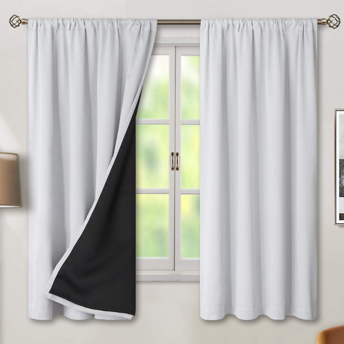 Bgment Thermal Insulated 100% Blackout Curtains For Bedroom With Black Liner, Double Layer Full Room Darkening Noise Reducing Ro