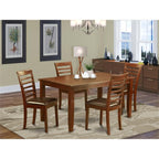 East West Furniture DUML5-MAH-LC Dudley 5 Piece Kitchen Set Includes a Rectangle Room Table and 4 Faux Leather Upholstered Dining Chairs, 36x60 Inch