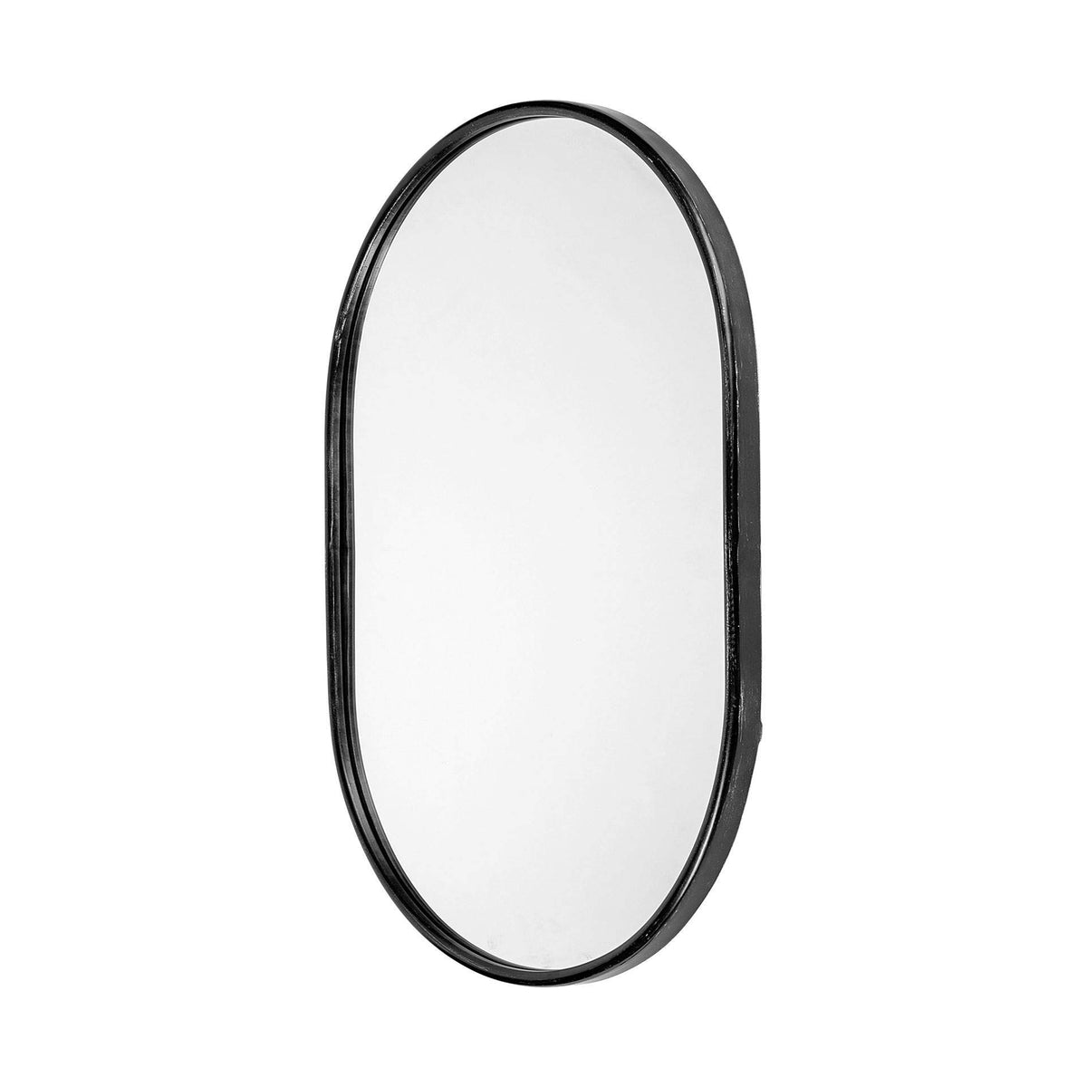 HomeRoots Oval Black Metal Frame Wall Mirror