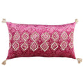 Rizzy Home Diamond 14" x 26" Down Pillow with Cotton Viscose Velvet Cover-Pink