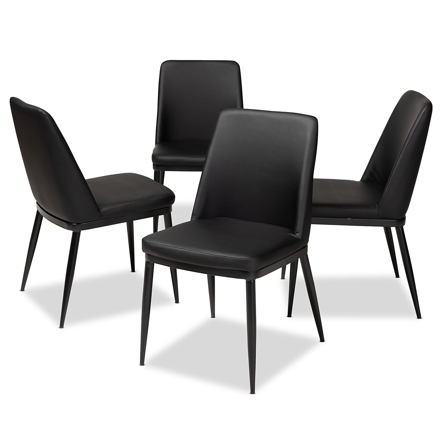 Baxton Studio Darcell Modern Faux Leather Dining Chair, Black, 4/Set (146-8789-HiT)