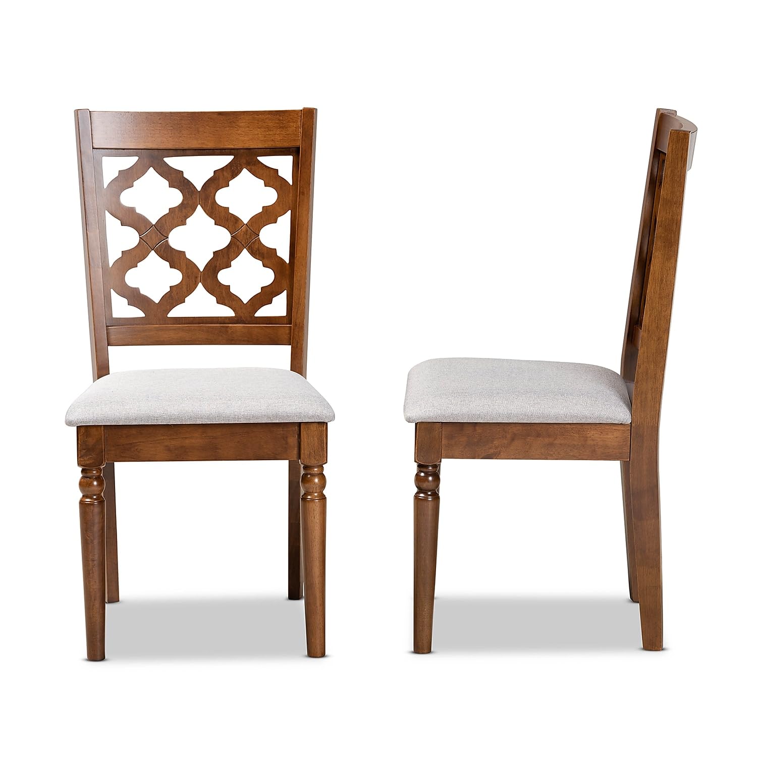 Baxton Studio Ramiro Modern Fabric Dining Chair, Grey and Walnut Brown, 2/Set (176-2PC-11373HT)
