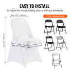 Vevor White Stretch Spandex Chair Covers - 12 Pcs, Folding Kitchen Chairs Cover, Universal Washable Slipcovers Protector, Remova
