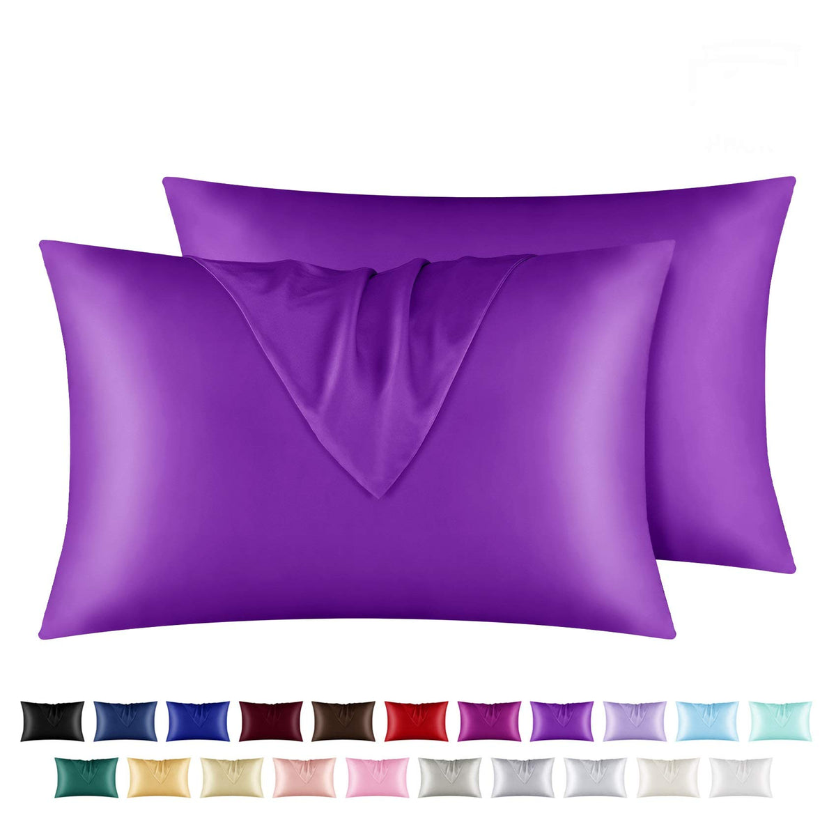 Yourose Satin Pillowcase For Hair And Skin, Silk Pillowcase2 Pack Standard Size With Envelop Closure, Gifts For Women Men(Purple