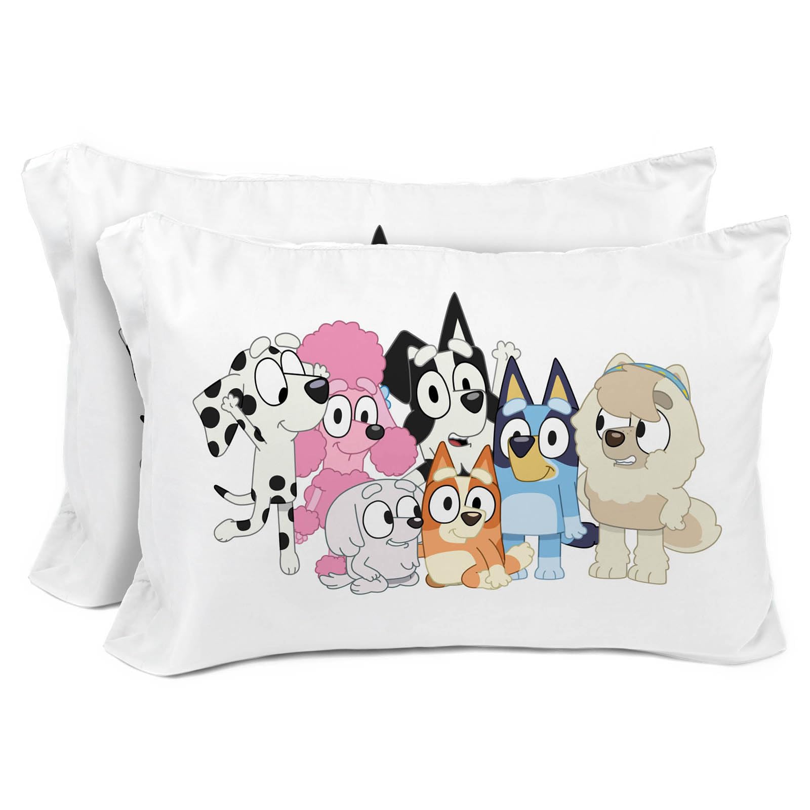 Bluey & Bingo 2 Pack Reversible Pillowcases - Double Sided Pillow Covers, Kids Super Soft Bedding