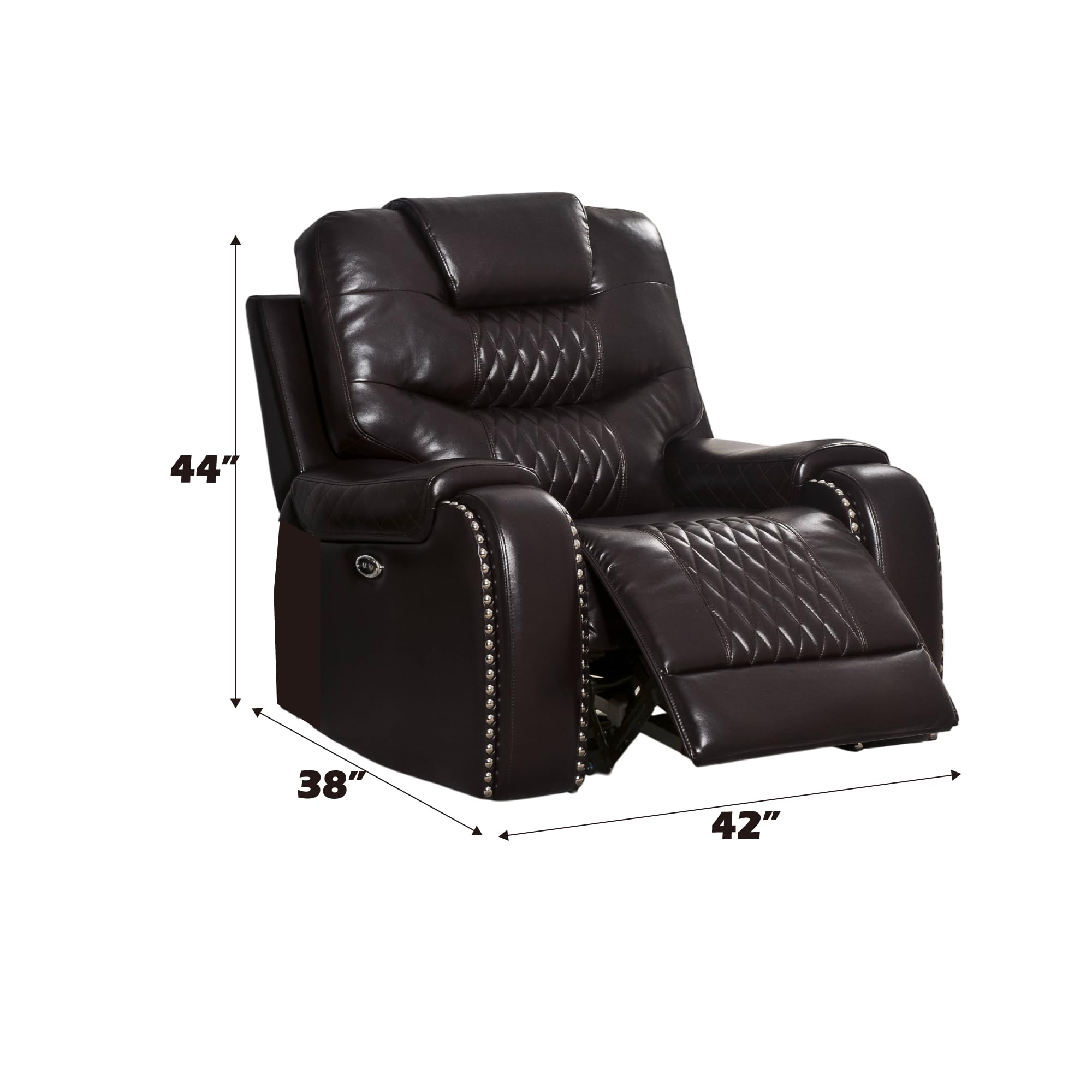 Acme Braylon Faux Leather Tufted Power Motion Recliner - Thumbnail 4