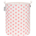 Sea Team 19.7 Inches Large Sized Waterproof Coating Ramie Cotton Fabric Folding Laundry Hamper Bucket Cylindric Burlap Canvas St