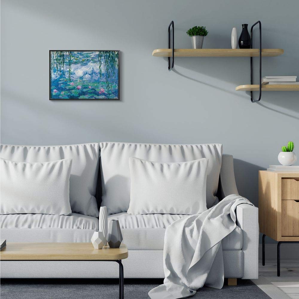 Stupell Industries Classic Water Lilies Painting Pond Detail, Designed By Claude Monet Wall Art, 16 X 20, Black Framed
