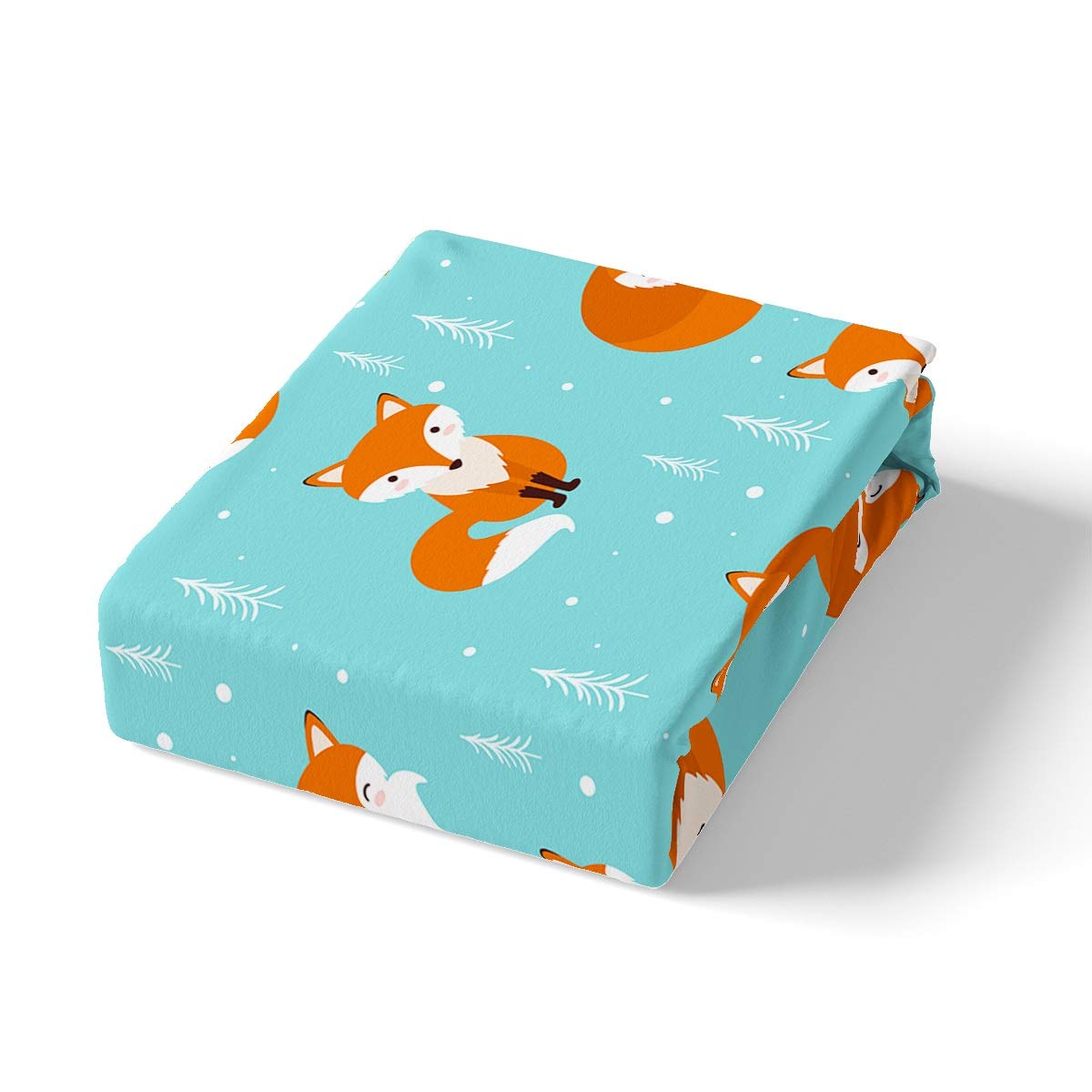 Kids Bed Sheets Twin Size Cute Fox Print Bed Sheet Set For Boys Girls Bedroom Cartoon Kawaii Decor Woodland Fox Wild Animal Bedding Set Children Toddler Fitted Sheet + Flat Sheet + 1 Pillow Case