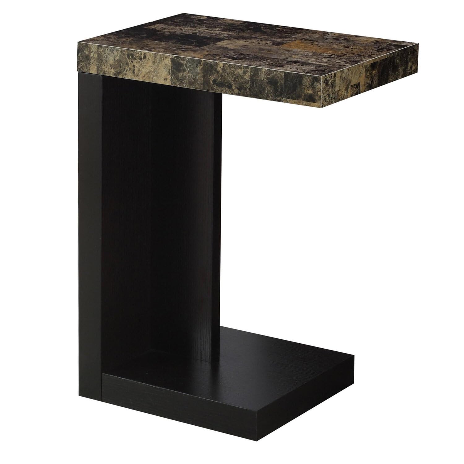 Monarch Specialties I Accent Table with Marble Look Top, Cappuccino