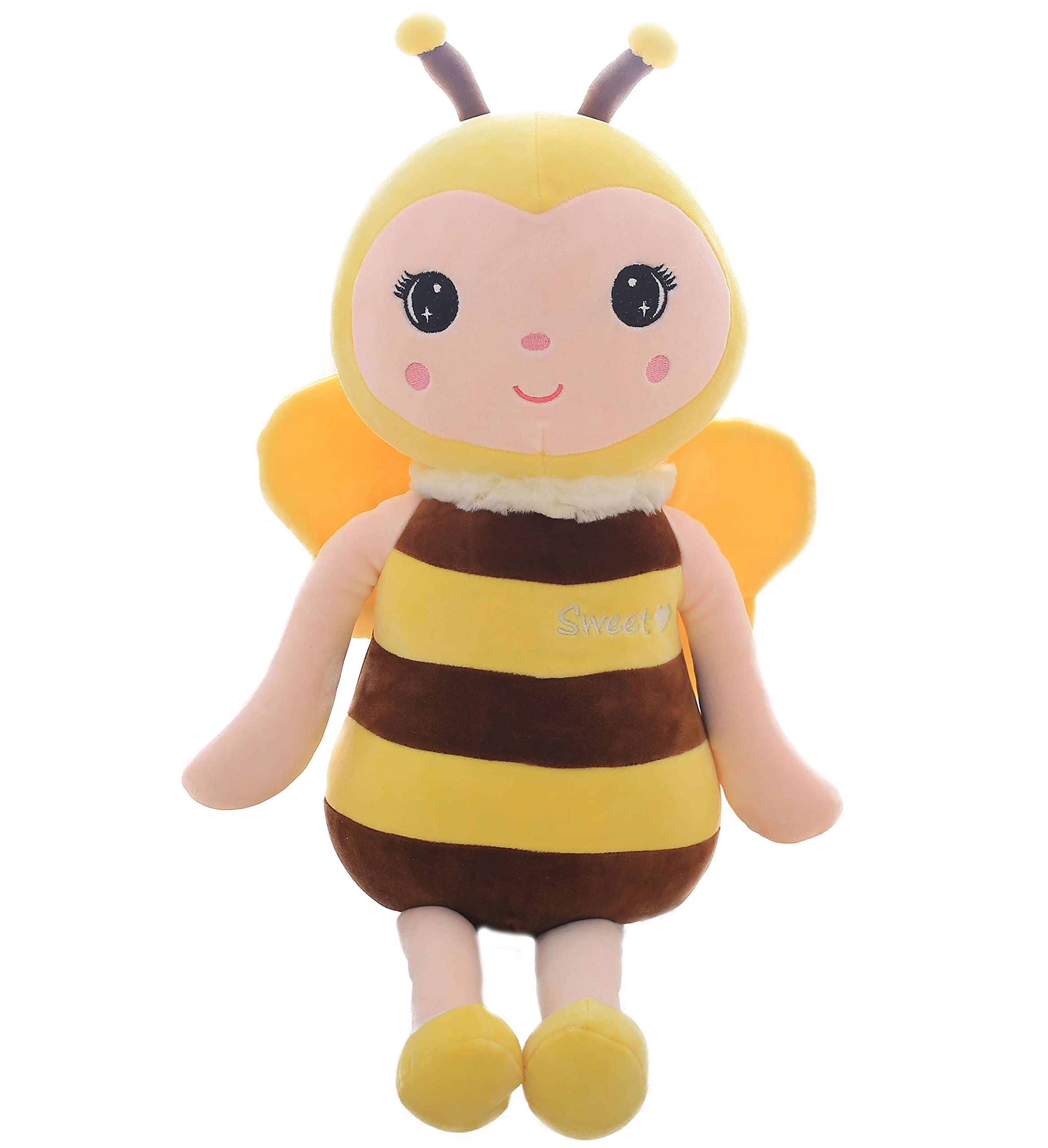 Baboli Emotional Support Bee Stuffed Animal With Smile Face And Yellow Wings Soft Plush Fuzzy Bumblebee Toy Pillow Pretty Sweet