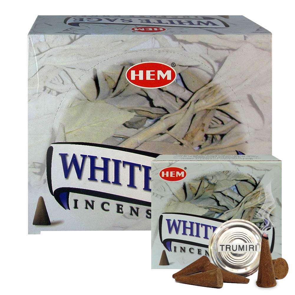 White Sage Incense Cones and Cone Incense Burner Bundle Insence Insense Hem Incense