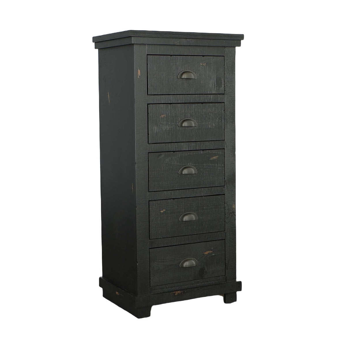 Progressive Furniture Willow Lingerie Chest, 24&quot; W X 18&quot; D X 53&quot; H, Distressed Black